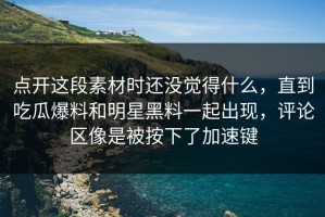 点开这段素材时还没觉得什么，直到吃瓜爆料和明星黑料一起出现，评论区像是被按下了加速键