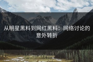 从明星黑料到网红黑料：网络讨论的意外转折