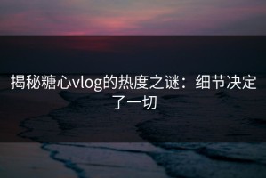 揭秘糖心vlog的热度之谜：细节决定了一切