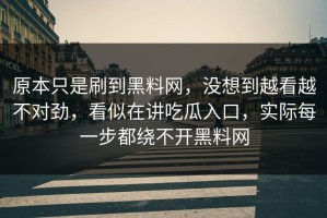 原本只是刷到黑料网，没想到越看越不对劲，看似在讲吃瓜入口，实际每一步都绕不开黑料网