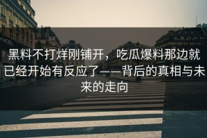黑料不打烊刚铺开，吃瓜爆料那边就已经开始有反应了——背后的真相与未来的走向