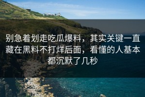别急着划走吃瓜爆料，其实关键一直藏在黑料不打烊后面，看懂的人基本都沉默了几秒