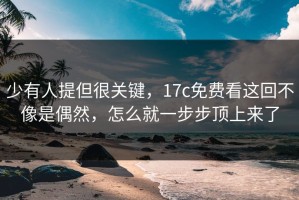少有人提但很关键，17c免费看这回不像是偶然，怎么就一步步顶上来了