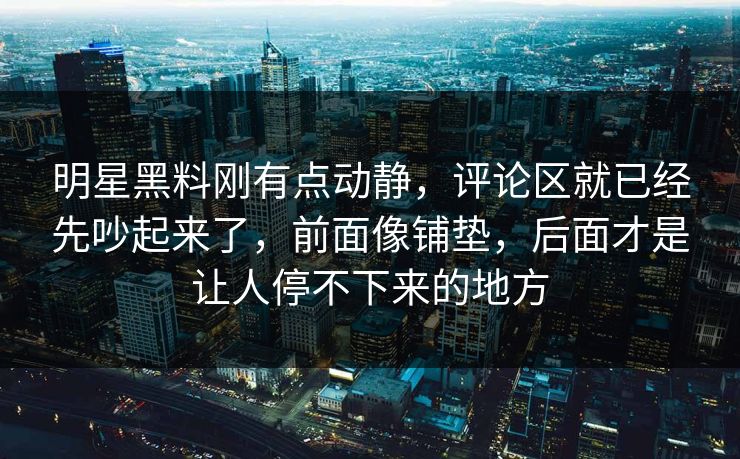 明星黑料刚有点动静，评论区就已经先吵起来了，前面像铺垫，后面才是让人停不下来的地方
