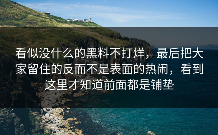 看似没什么的黑料不打烊，最后把大家留住的反而不是表面的热闹，看到这里才知道前面都是铺垫